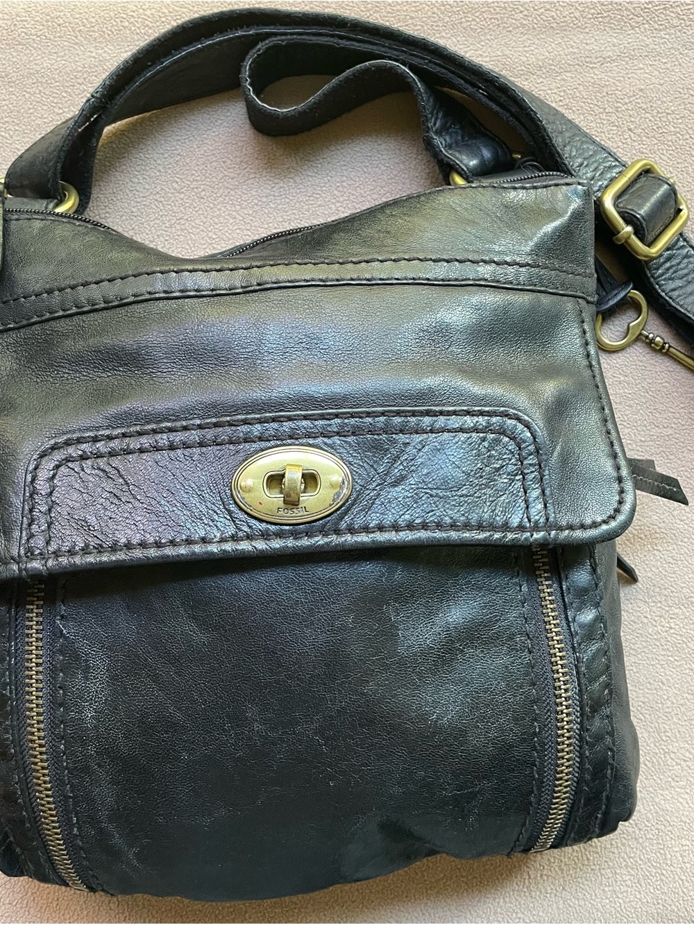 Fossil Vintage Lamb Hide Leather Crossbody Bag